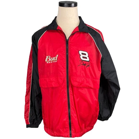 Winners Circle Bud Racing Dale Jr. Red & Black Nylon Jacket L - Picture 1 of 13